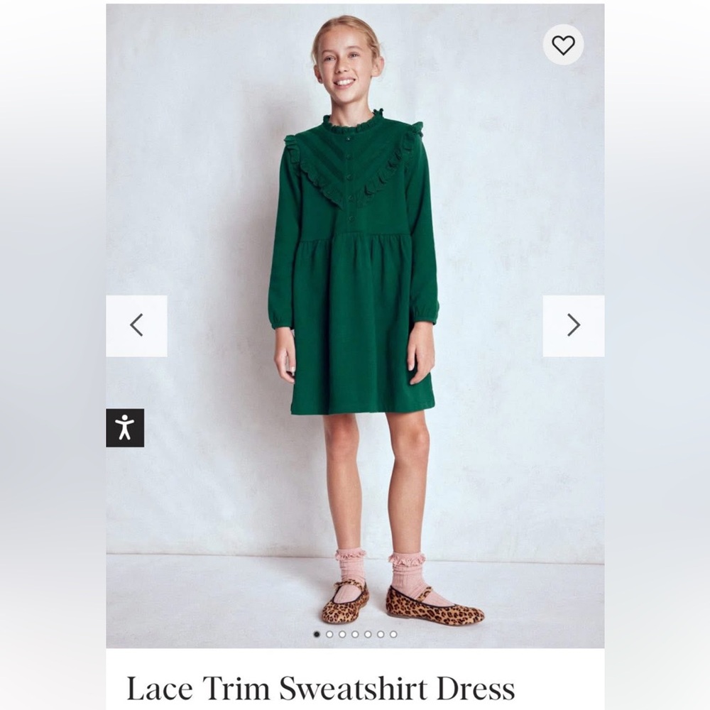 Mini Boden Lace Trim Sweatshirt Dress holiday
